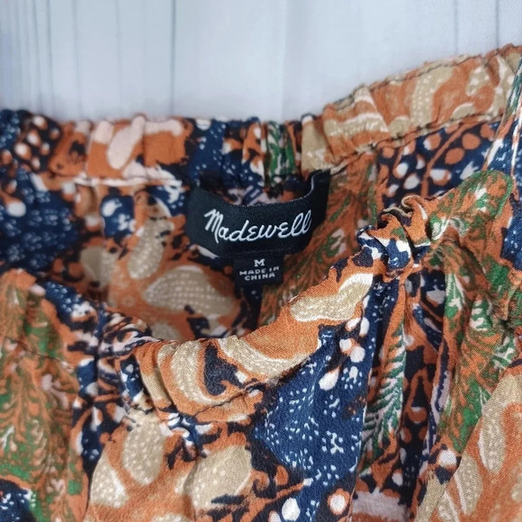 Madewell 100% silk cropped off the shoulder boho top - Picture 2 of 10